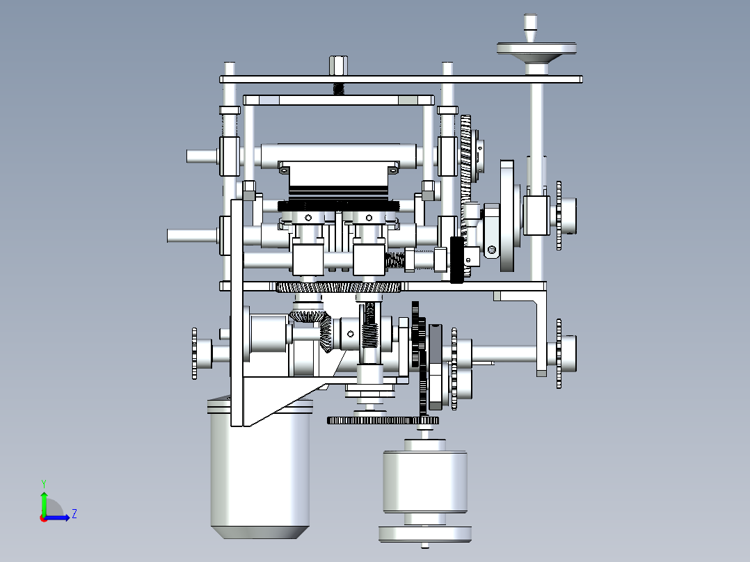 齿轮动力传动机械装置机构设计左视图