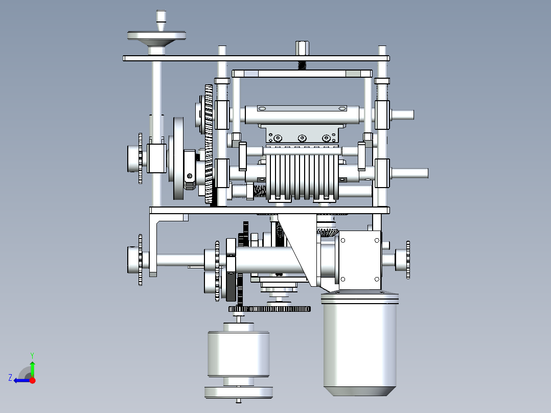 齿轮动力传动机械装置机构设计右视图