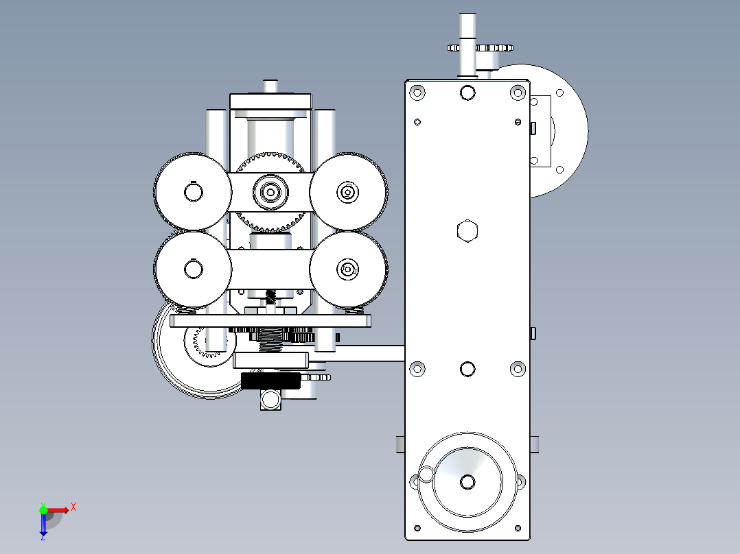 齿轮动力传动机械装置机构设计俯视图