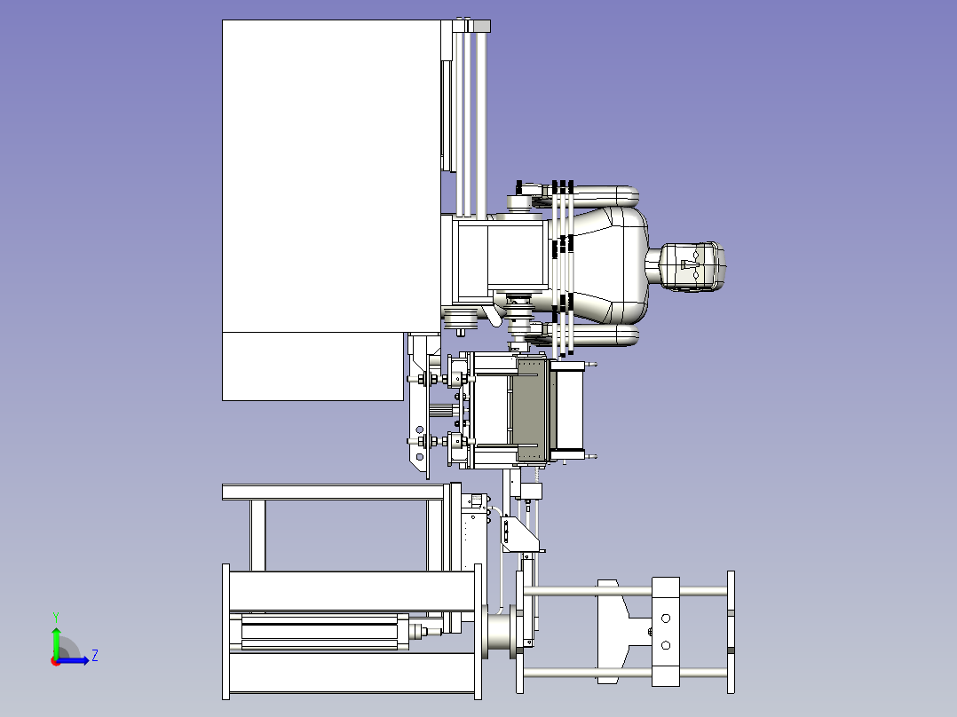 自动给料机车床3D模型图纸左视图