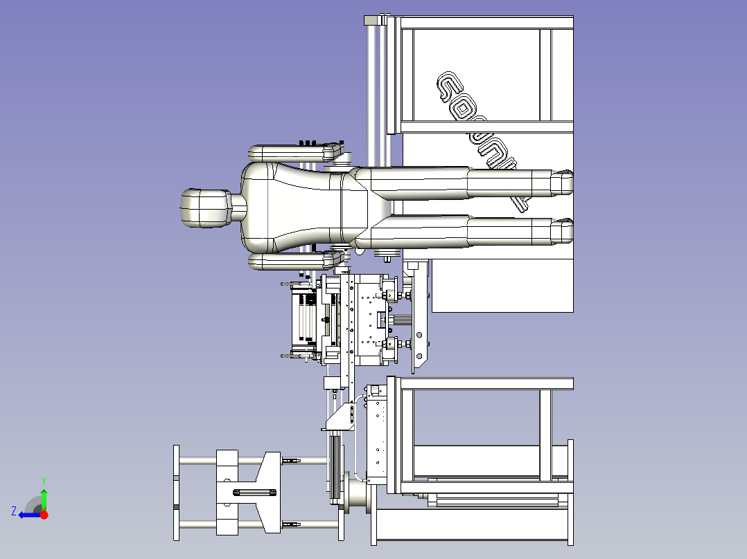 自动给料机车床3D模型图纸右视图