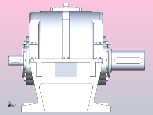 二级圆柱齿轮传动减速器前视缩略图