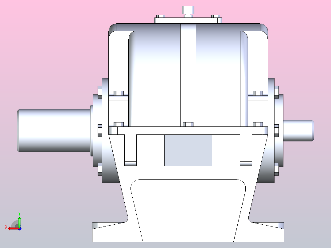 二级圆柱齿轮传动减速器后视图