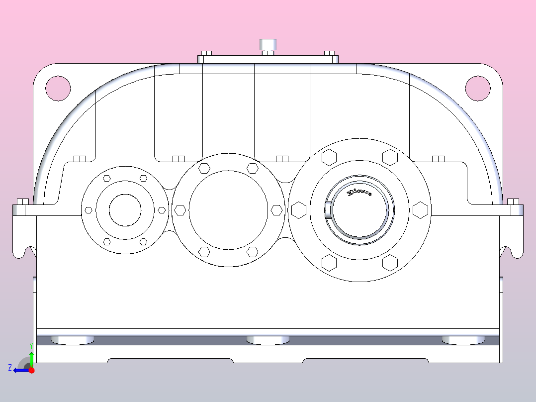 二级圆柱齿轮传动减速器右视图
