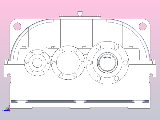 二级圆柱齿轮传动减速器右视缩略图