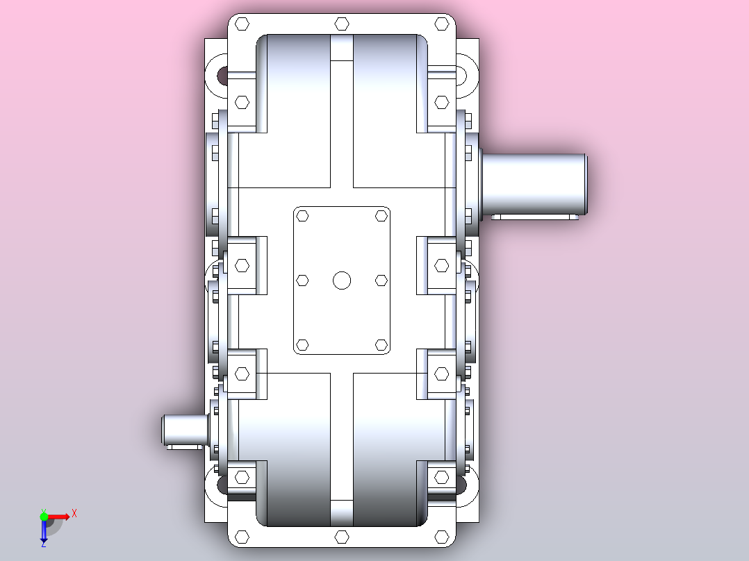 二级圆柱齿轮传动减速器俯视图