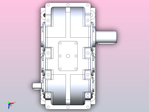 二级圆柱齿轮传动减速器俯视缩略图