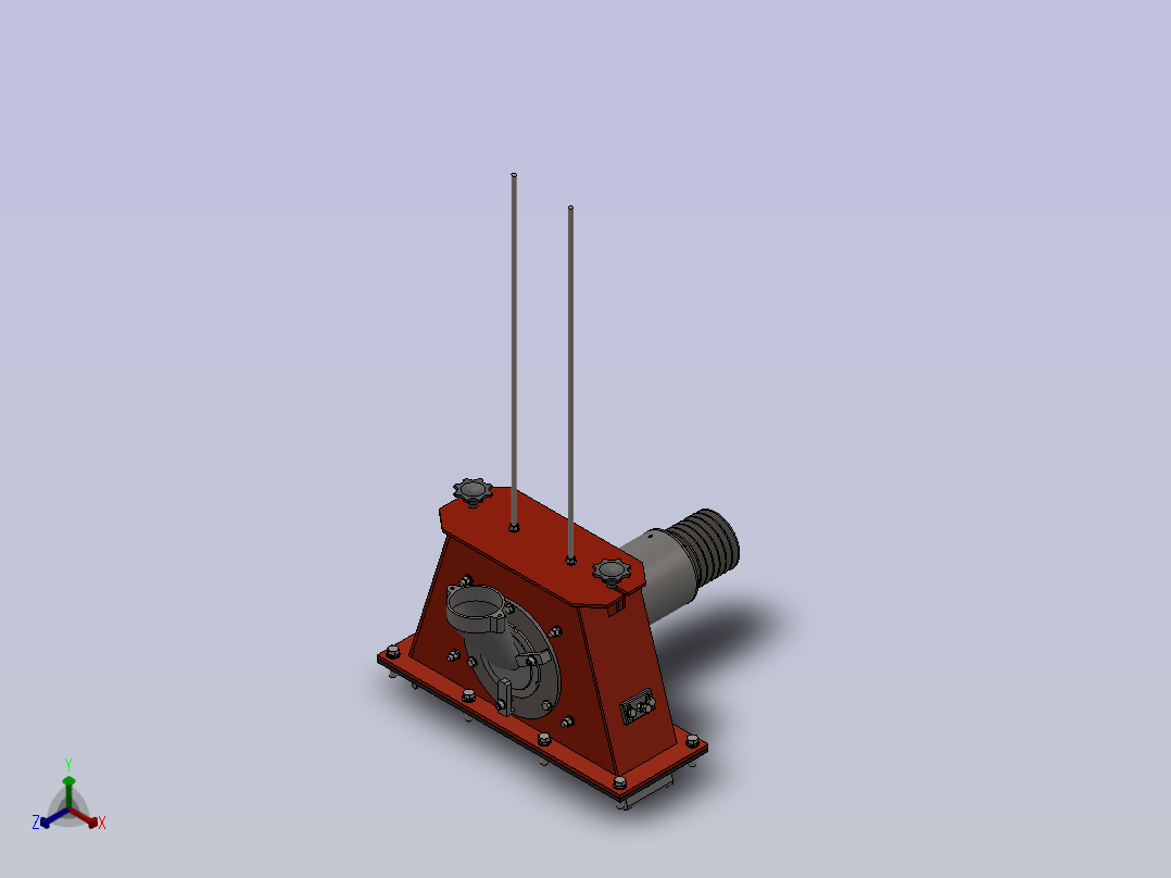 Q034轴座式抛丸器正等轴测图