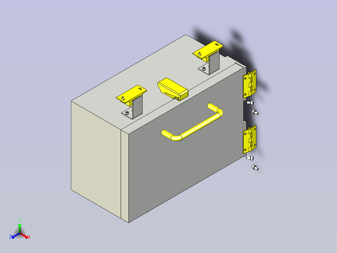 一款变频BOX门扉机构3D图模型正等轴测图