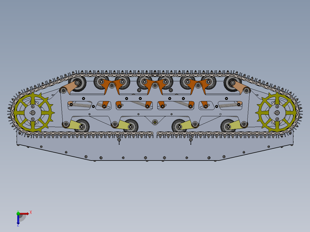 履带车底盘模型sw16可编辑俯视图
