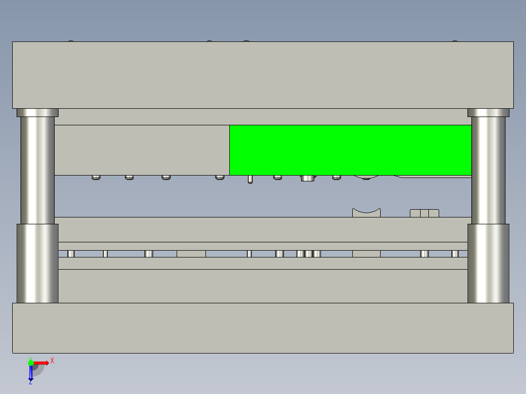 安装耳环级进模俯视图