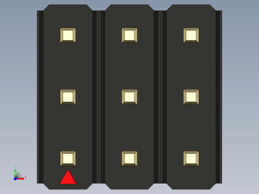 彩色公头100mil（2.54mm）系列-DS1021_black_3x03p_100mil_Type43_rev1.0前视缩略图