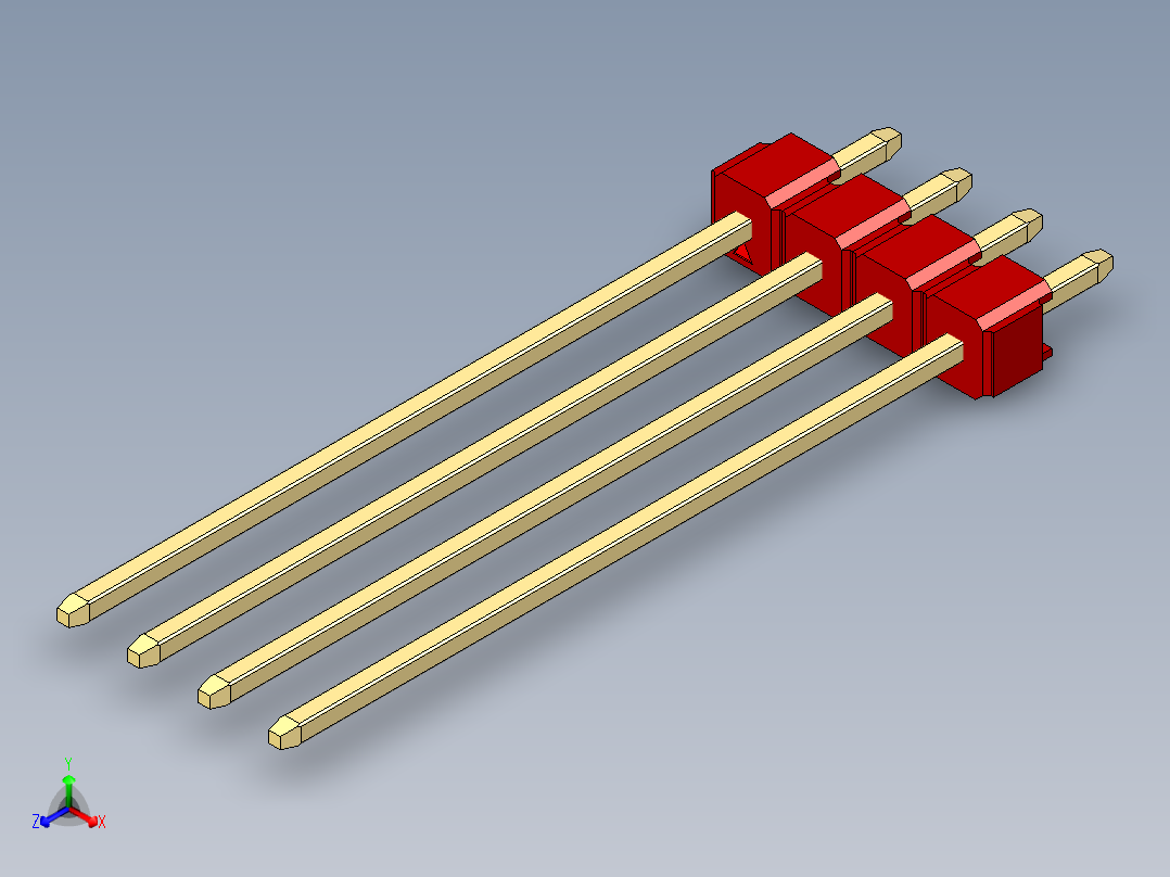 彩色公头100mil（2.54mm）系列-DS1021_red_1x04p_100mil_Type43_rev1.0主视图