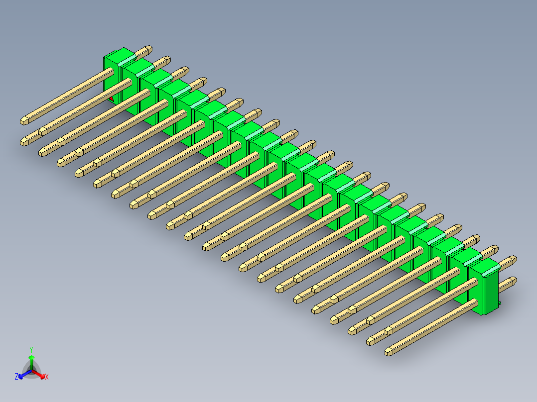 彩色公头100mil（2.54mm）系列-DS1021_green_2x21p_100mil_Type5_rev1.0主视图