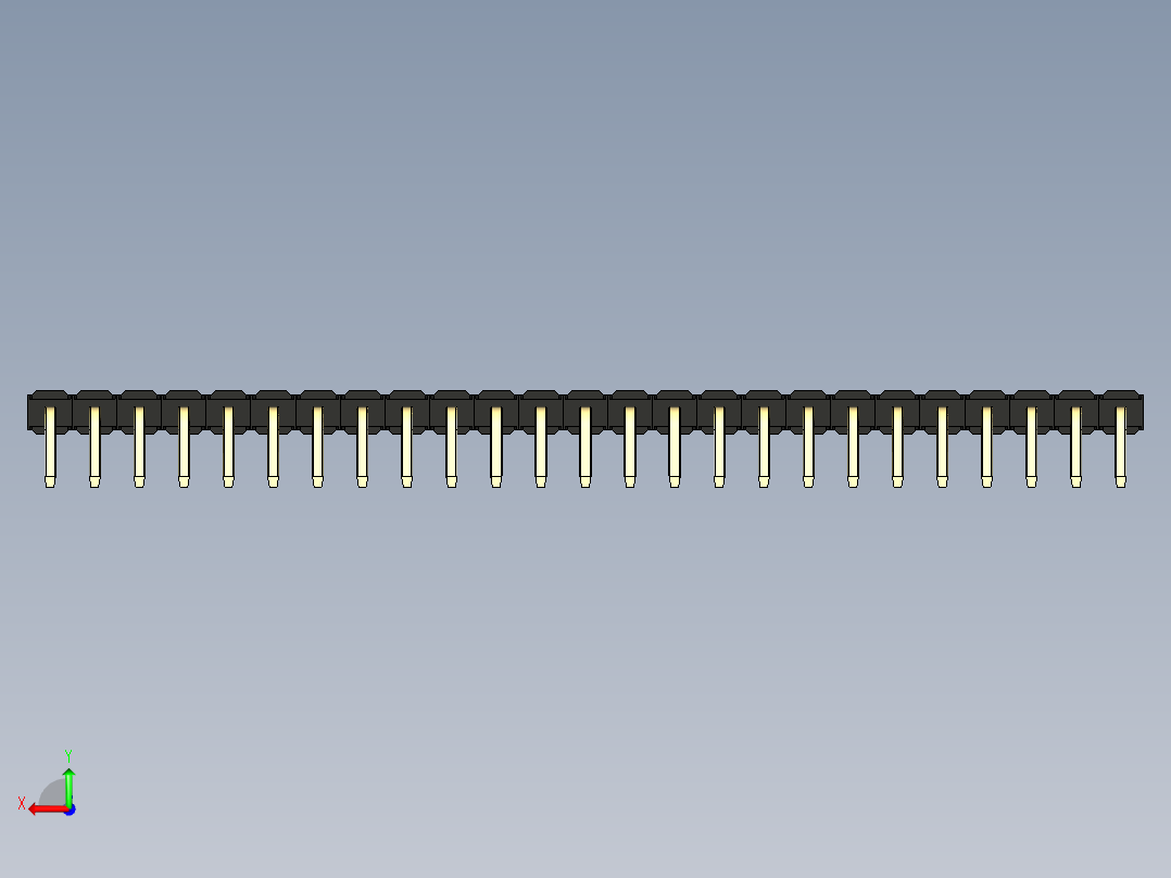 彩色公排针 100mil 2.54mm 系列-DS1022_black_1x25p_100mil_TypeD_rev1.0后视图