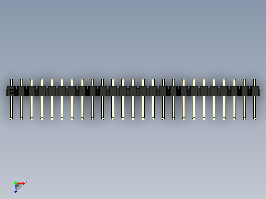 彩色公排针 100mil 2.54mm 系列-DS1022_black_1x25p_100mil_TypeD_rev1.0俯视图