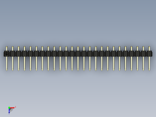 彩色公排针 100mil 2.54mm 系列-DS1022_black_1x25p_100mil_TypeD_rev1.0俯视缩略图