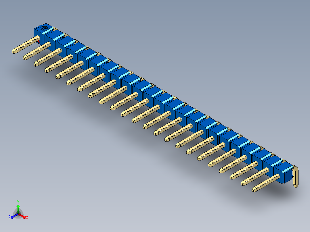 彩色公排针 100mil 2.54mm 系列-DS1022_blue_1x23p_100mil_TypeD_rev1.0主视图