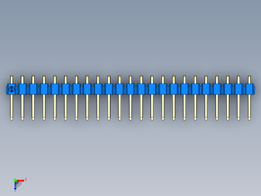 彩色公排针 100mil 2.54mm 系列-DS1022_blue_1x23p_100mil_TypeD_rev1.0俯视缩略图