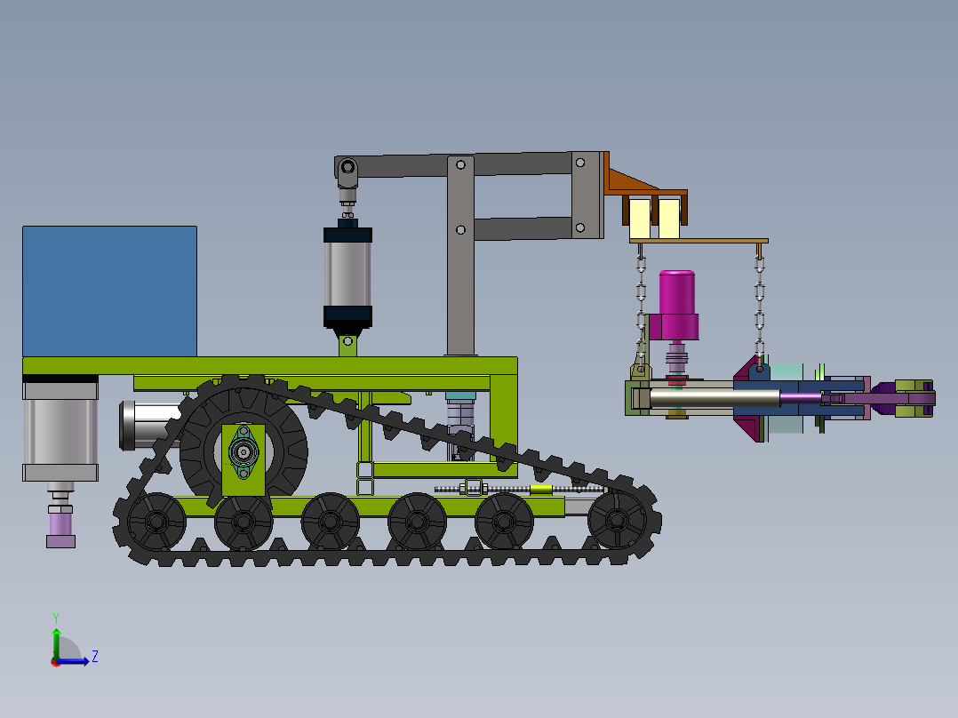 履带式振动采摘机三维+二维=1496024左视图