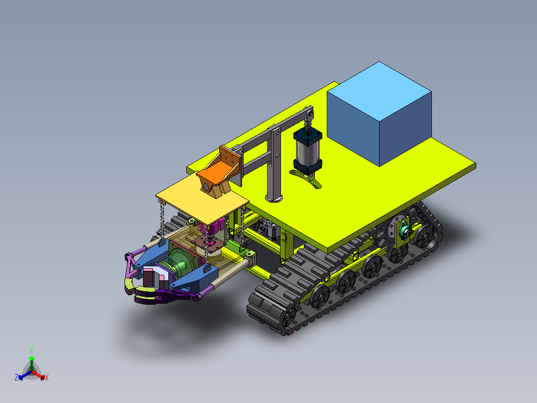 履带式振动采摘机三维+二维=1496024正等轴测图