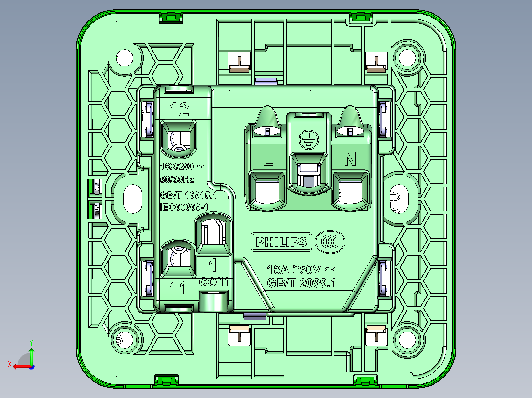 飞利浦-三孔一开 STP后视图