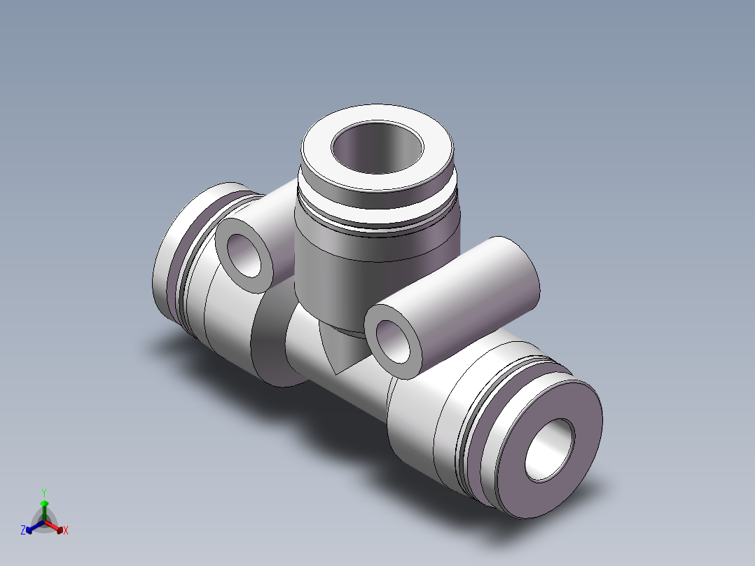 气动接头-T型三通APEW8-6（8变6）正等轴测图