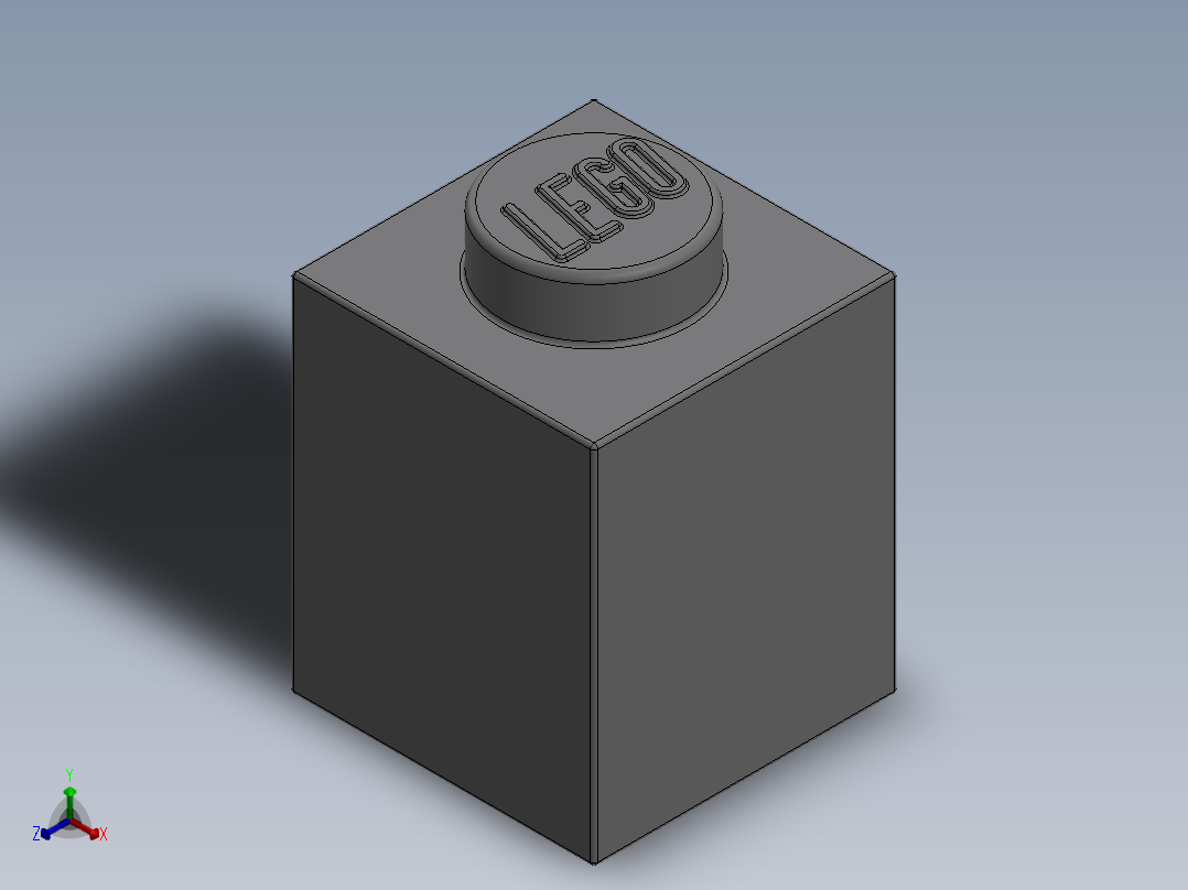 乐高套装 4421基本积木-4211389 - 3005 Medium Stone Grey Brick 1 x 1.SLDPRT正等轴测图