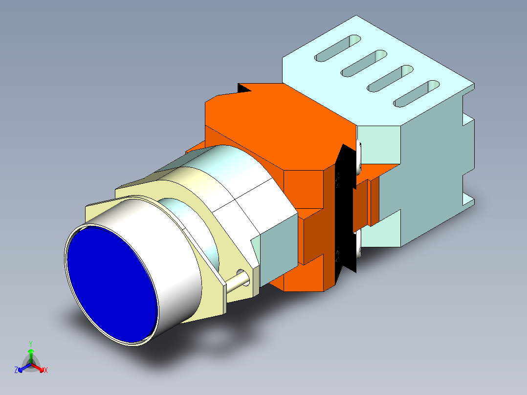 德力西电气LAY8-11D 纯蓝正等轴测图