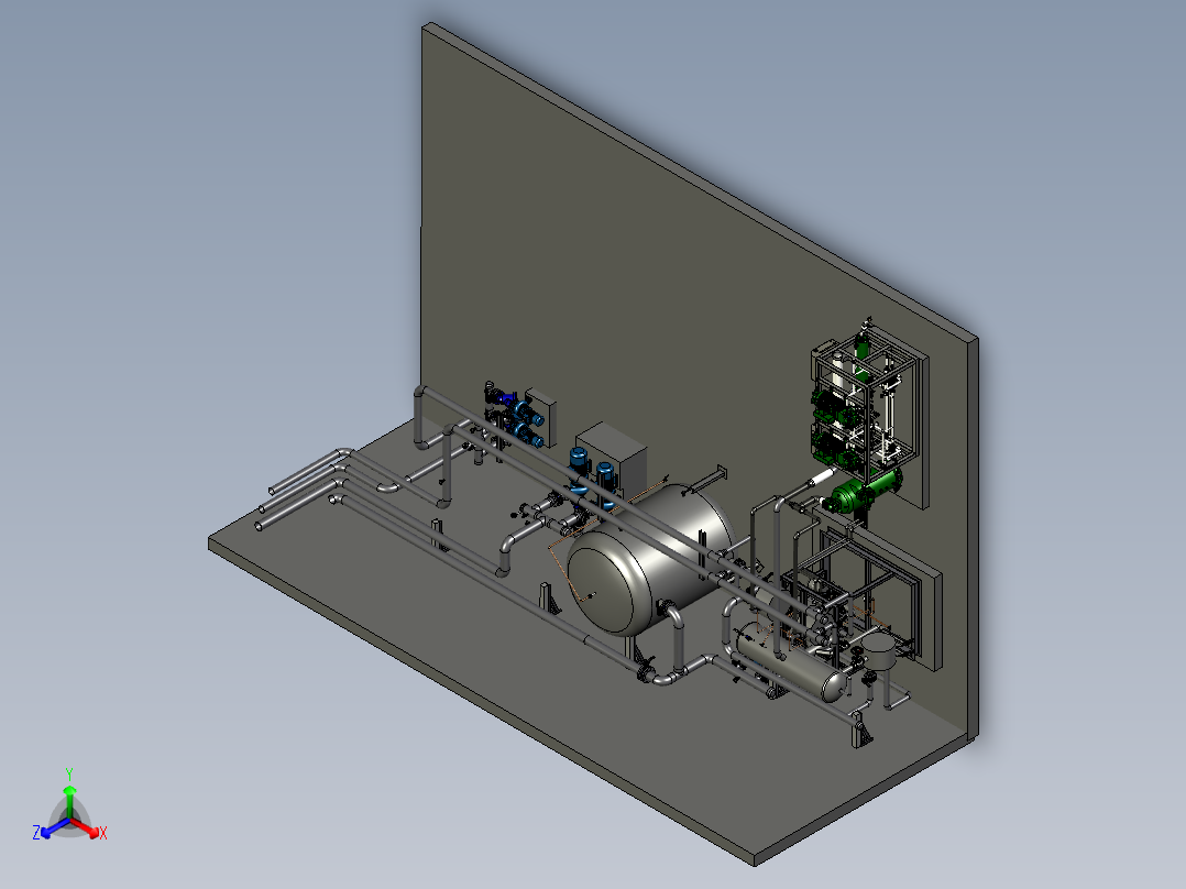 冷水机制冷系统充氨设备正等轴测图