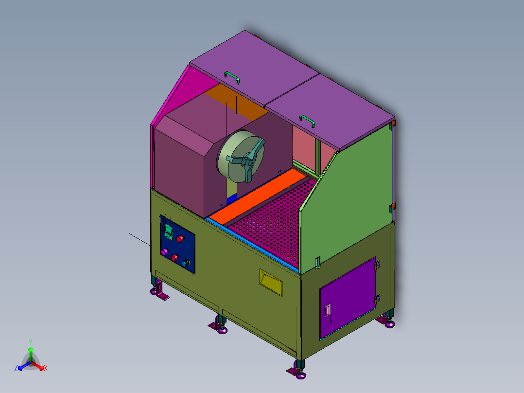 防尘式五金打磨机正等轴测图