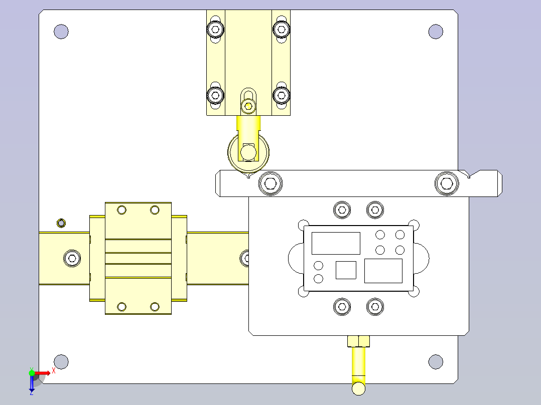一款简易滑动位置分度机构三维模型俯视图