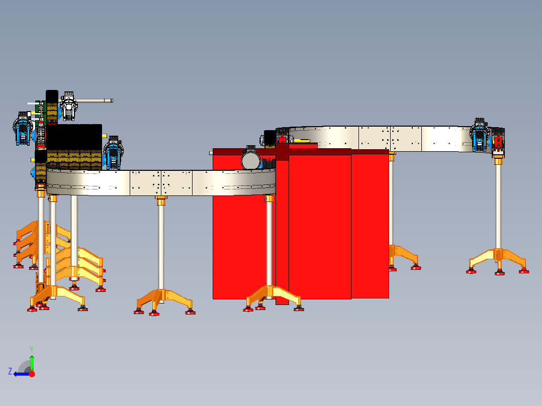 conveyor-355 U型输送带3D数模图纸 x_t格式右视图