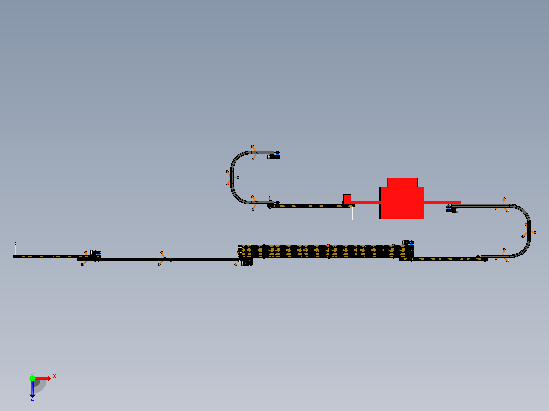 conveyor-355 U型输送带3D数模图纸 x_t格式俯视图