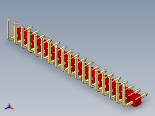 彩色公排针 100mil 2.54mm 系列-DS1022_red_18p_100mil_TypeU_rev1.0