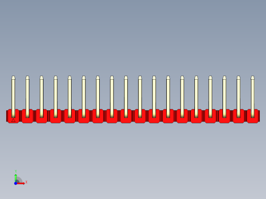 彩色公排针 100mil 2.54mm 系列-DS1022_red_18p_100mil_TypeU_rev1.0前视缩略图
