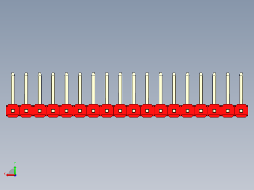 彩色公排针 100mil 2.54mm 系列-DS1022_red_18p_100mil_TypeU_rev1.0后视缩略图