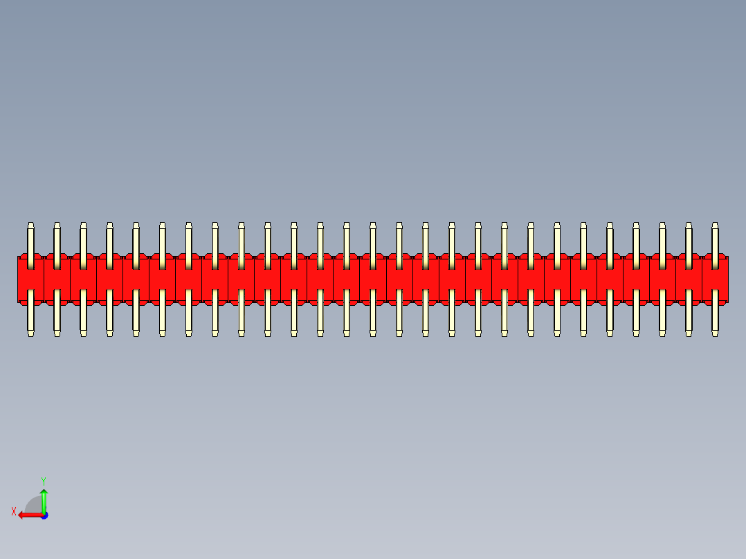 彩色公排针 100mil 2.54mm 系列-DS1022_red_54p_100mil_TypeSMT_rev1.0后视图