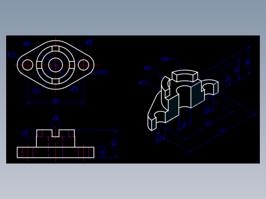 CAD格式机械制图二维100例练习-94 标注轴测图(一)