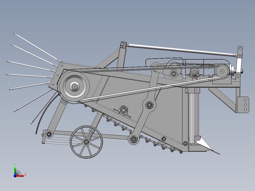 土豆（马铃薯）、红薯等收获机前视图