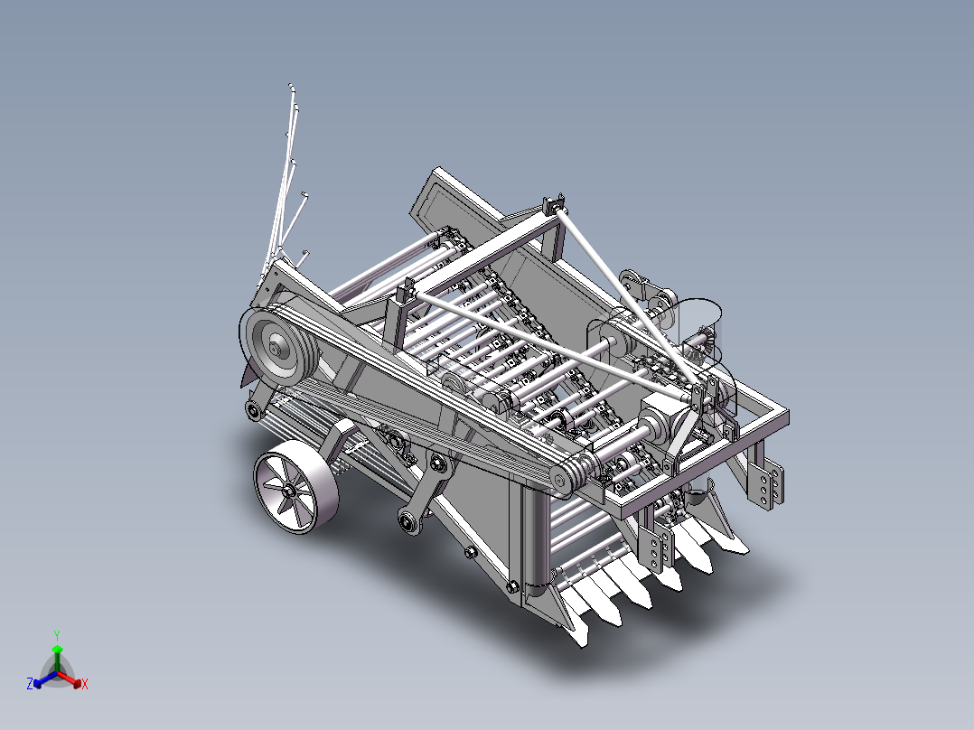 土豆（马铃薯）、红薯等收获机正等轴测图
