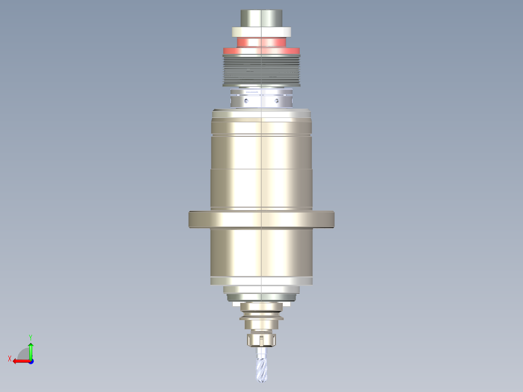 数控机床主轴3d图纸+5张cad带式传动加工中心 数控主轴机构3d模型后视图