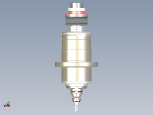 数控机床主轴3d图纸+5张cad带式传动加工中心 数控主轴机构3d模型右视缩略图