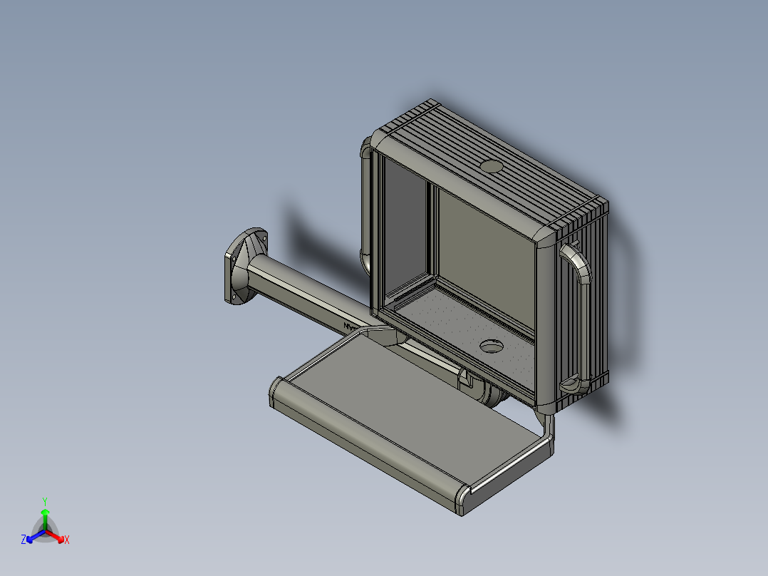 悬臂控制操控箱键盘支架-H1-固定底座-90度箱体连接器-500正等轴测图