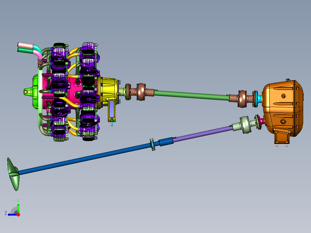 高速舰艇18缸径向舷外机右视图
