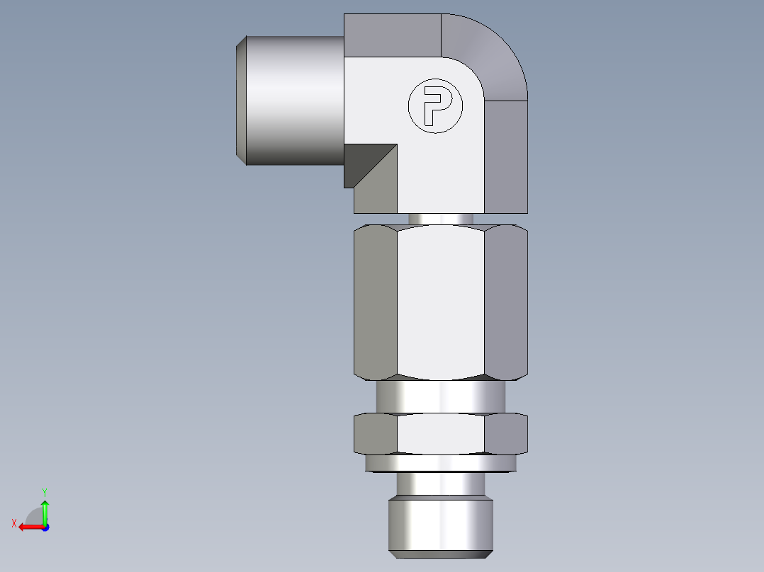 卡套式工业通用硬管接头EO_Assembled_adjustable_standpipe_elbow_EVW06LROMD71后视图