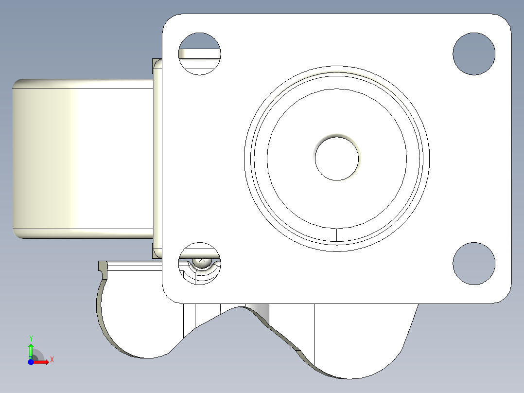 輕荷重腳輪(500N)5580-3D多系列多零件图纸模型前视图