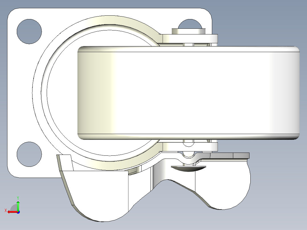 輕荷重腳輪(500N)5580-3D多系列多零件图纸模型后视图