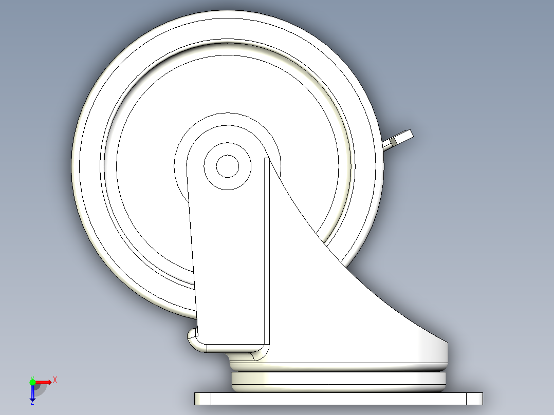 輕荷重腳輪(500N)5580-3D多系列多零件图纸模型俯视图
