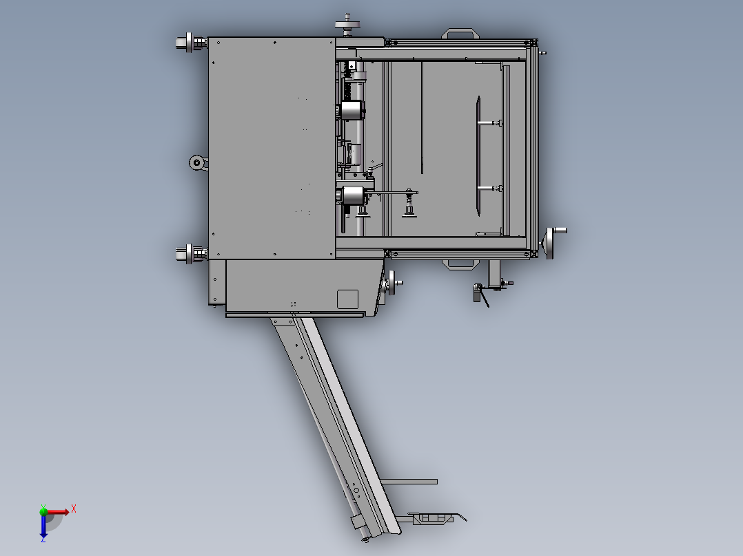 一台纸箱包装机俯视图